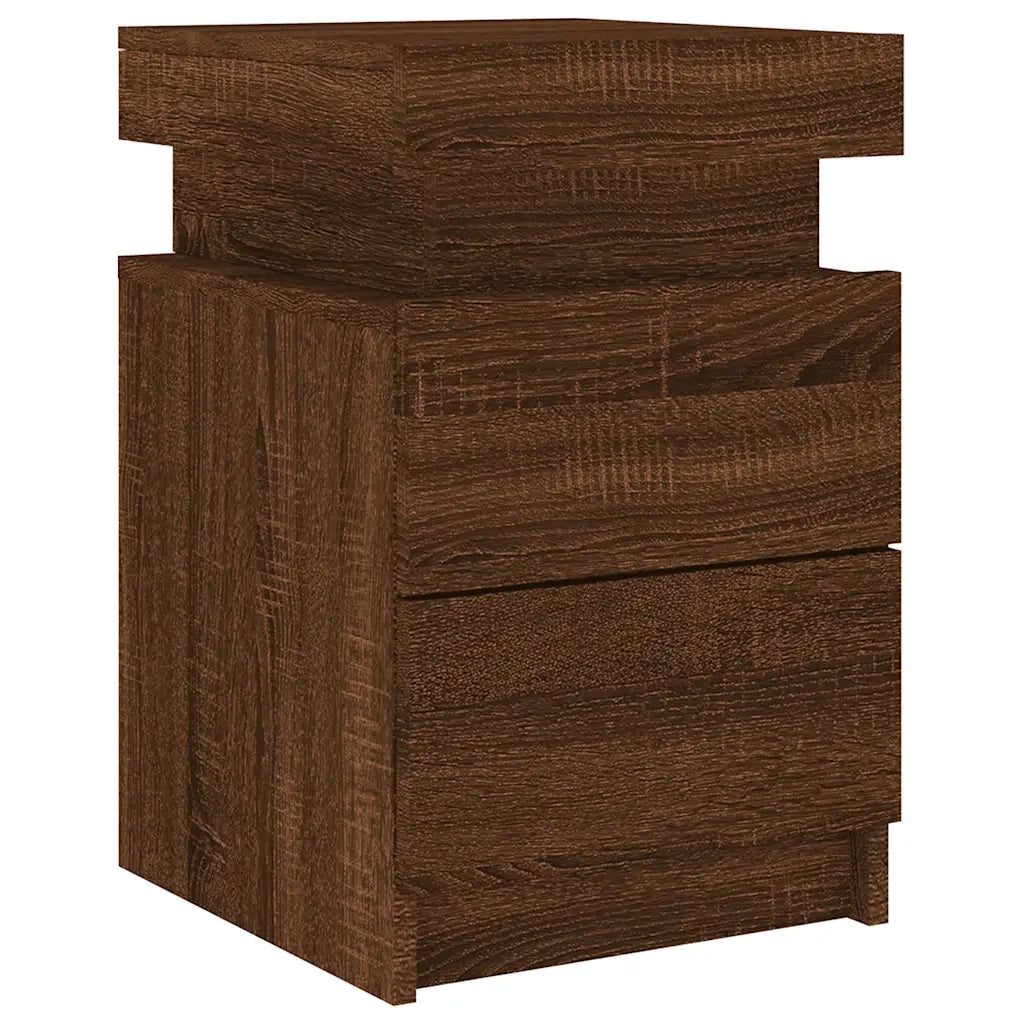 Comodino con Luci LED Rovere Marrone 35x39x55 cm 836761