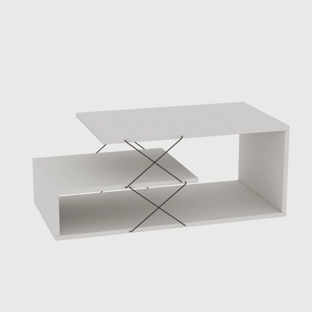Tavolino da caffè in legno "Cayenne" - 100 x 50 x 40 cm - Bianco