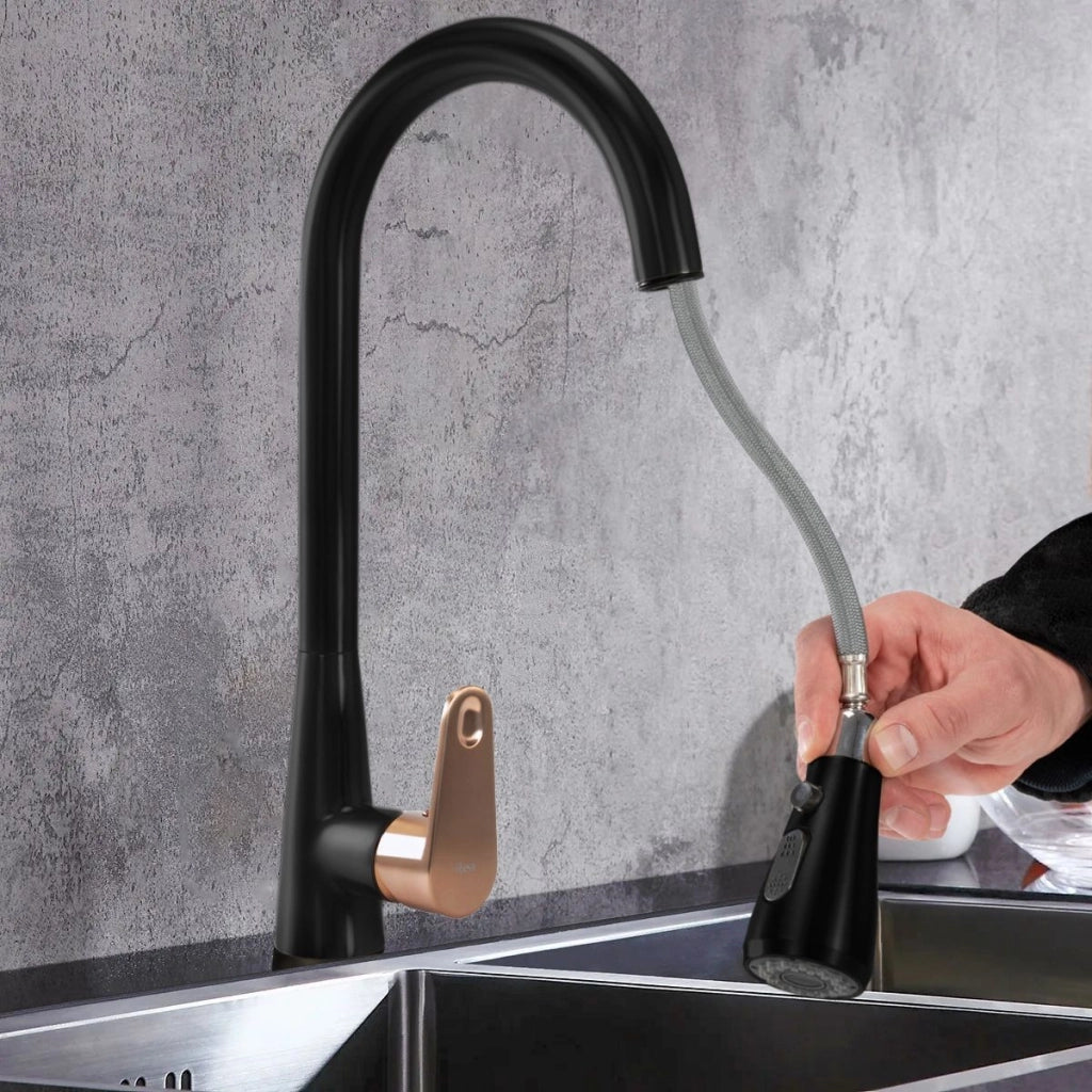 Rubinetto Da Cucina Rea Mild Black Mat Rose Gold
