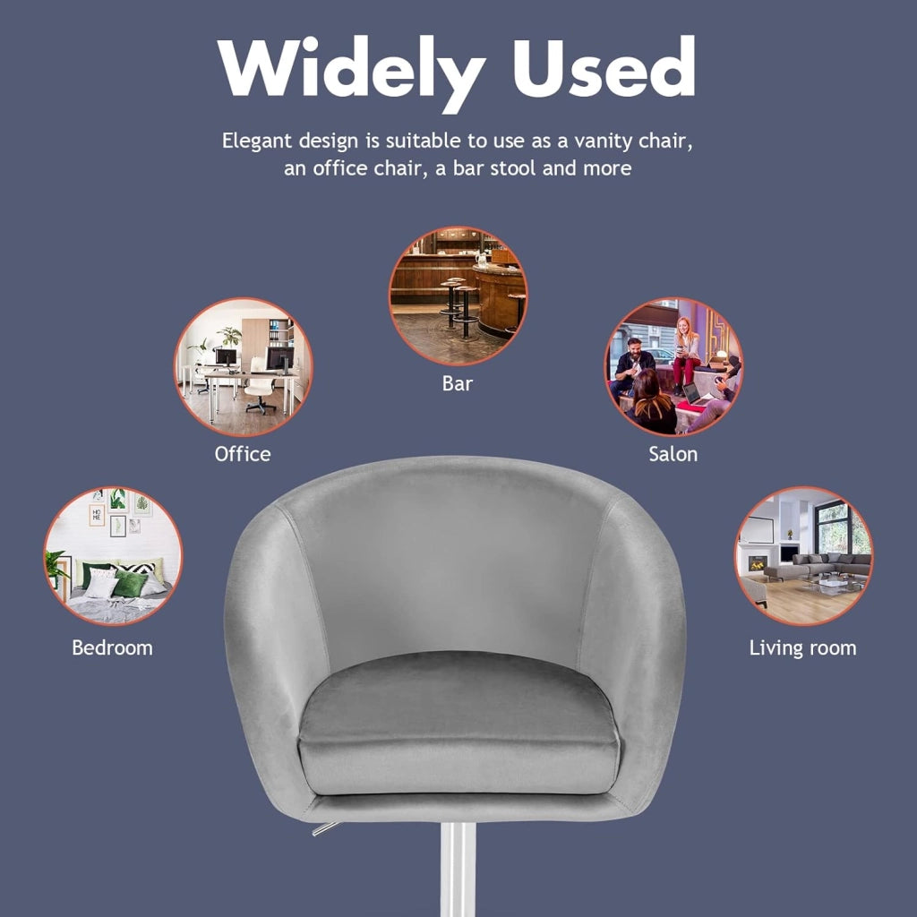Sgabello da Bar in Velluto, Altezza Regolabile e Girevole a 360 Gradi, Sedile Stile Retrò con Schienale, Carico di Massimo 120 kg, 61x52x 72-86 cm, 2 Colori