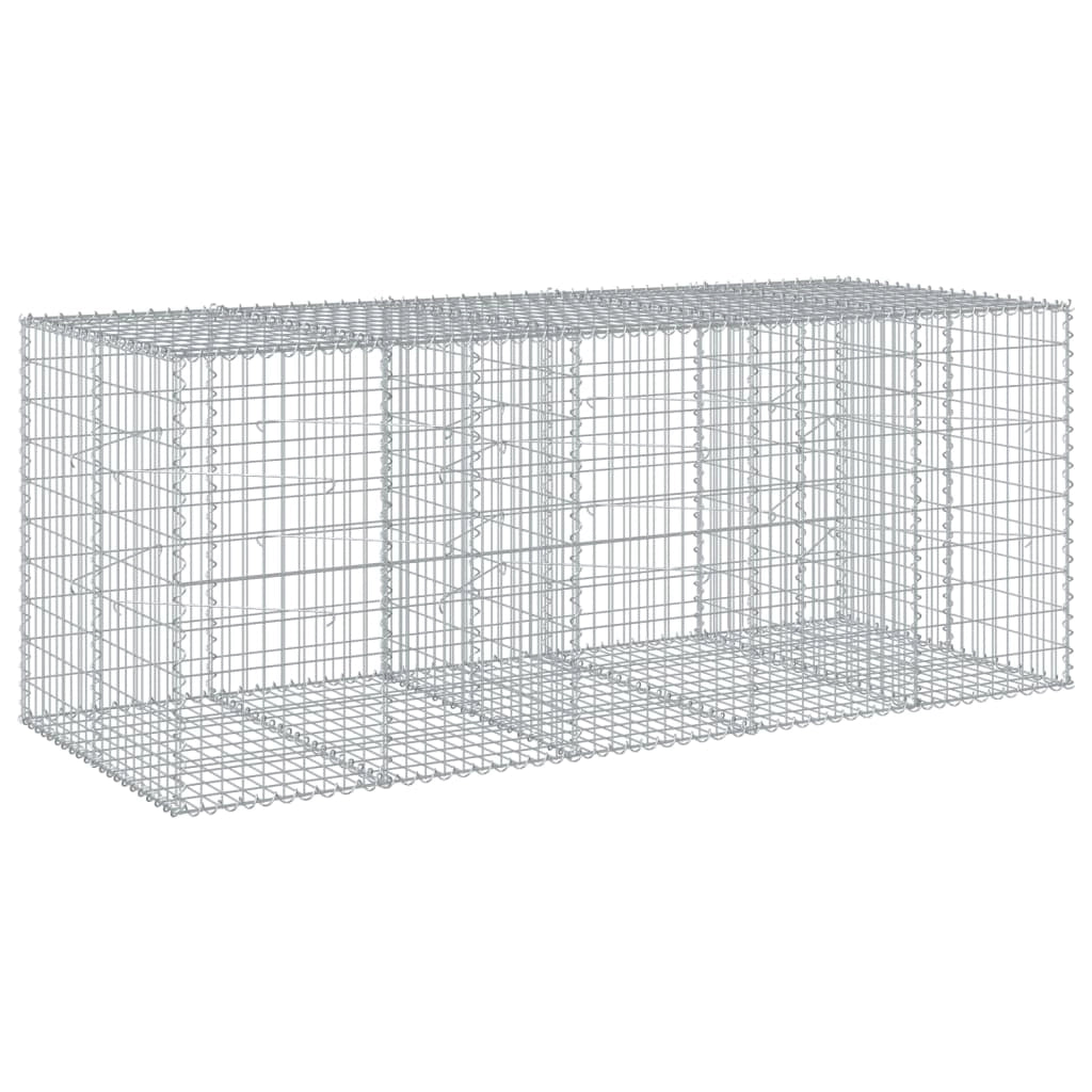 Gabbione recinto a gabbia muro di contenimento con coperchio 250 x 100 x 100 cm ferro zincato argento 02_0040147