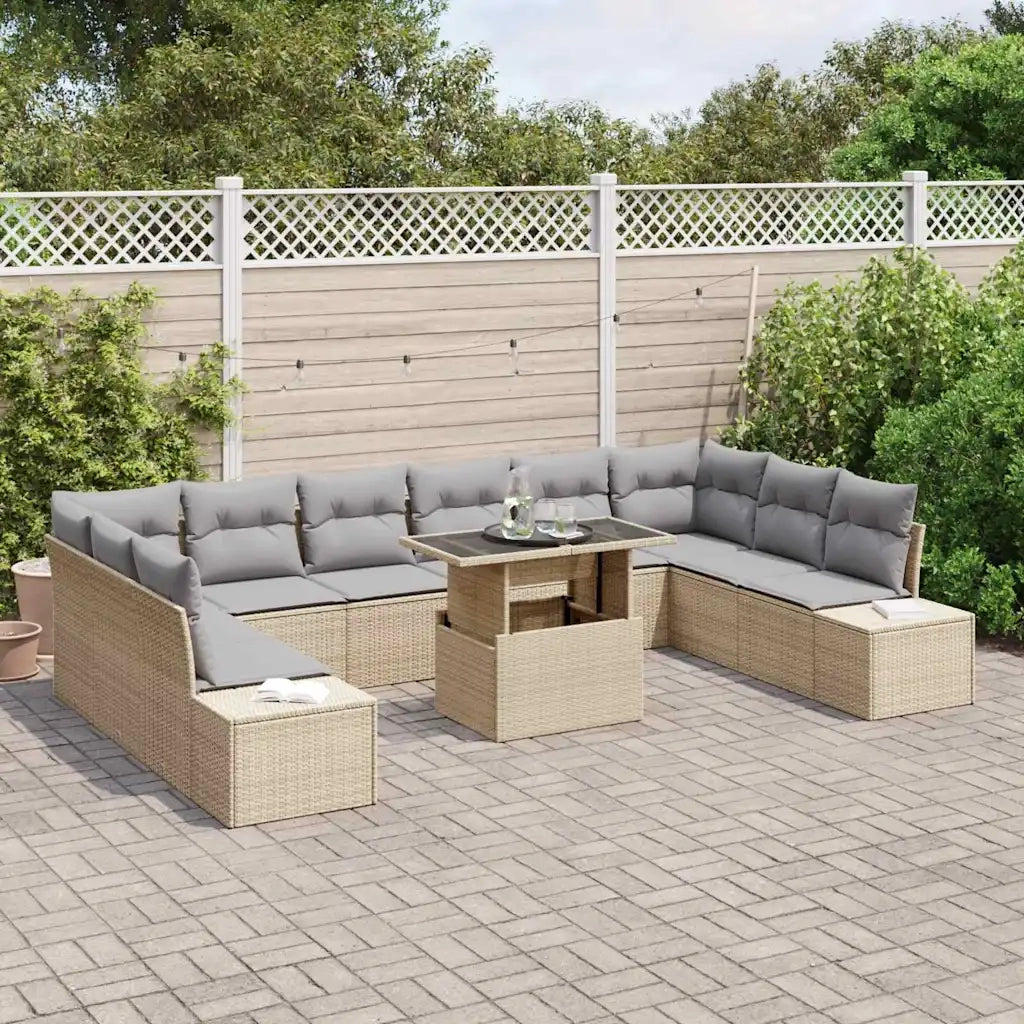 Set Divano da Giardino con cuscino 11 pcs beige e grigio chiaro 3349256