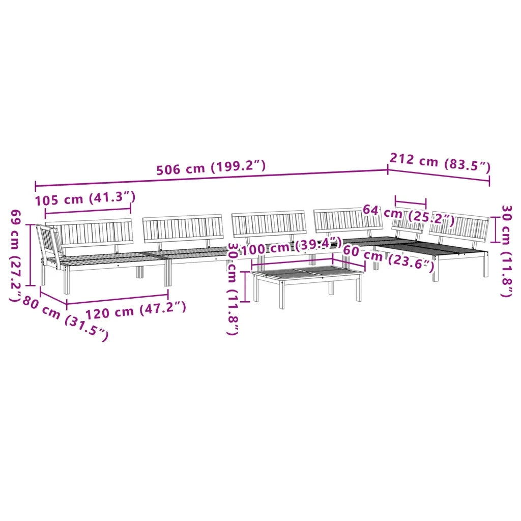 Set Divano Pallet da Giardino 6 pz in Legno Massello di Acacia 3209439