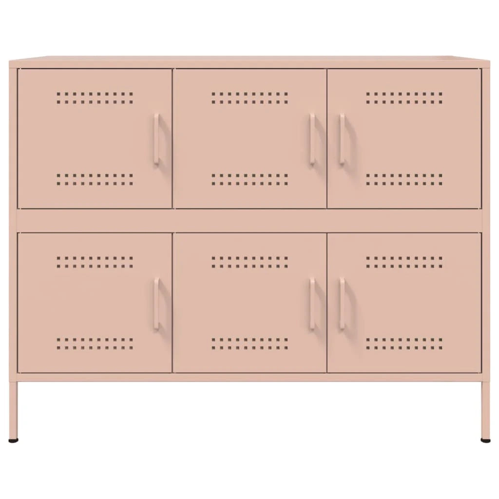 Credenza buffet cassettiera mobile contenitore organizer cucina soggiorno soggiorno 100,5 x 39 x 79 cm acciaio Rosa 02_0036196