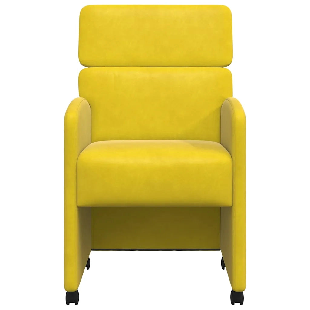 Sedie da Pranzo con Ruote 2 pcs Giallo 58 x 65 x 98 cm Velluto 42017881