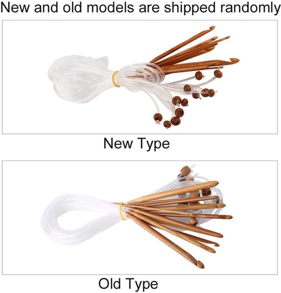 Set di uncini in plastica per cavi - Uncini in bambù - 12 misure - Materiale duraturo - Adatto per principianti/professionisti - Peso ridotto 127 g