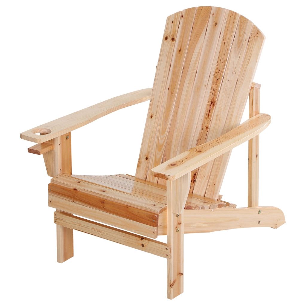 Sedia da giardino Adirondack con portabicchieri; sdraio da giardino con balcone; sedia da balcone in legno massiccio naturale; 72;5 x 97 x 93 cm