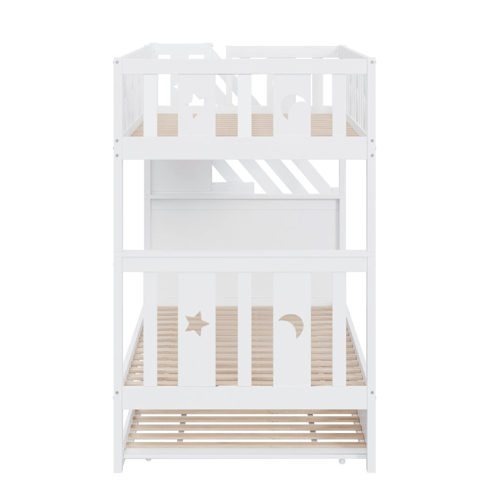 Letto a castello per bambini con letto estraibile 90x200 cm; in legno; bianco
