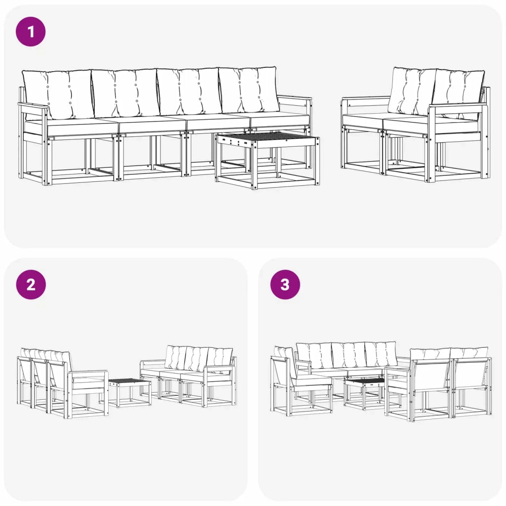Set di divani da esterno 7 pz Bianco e Nero 3389230