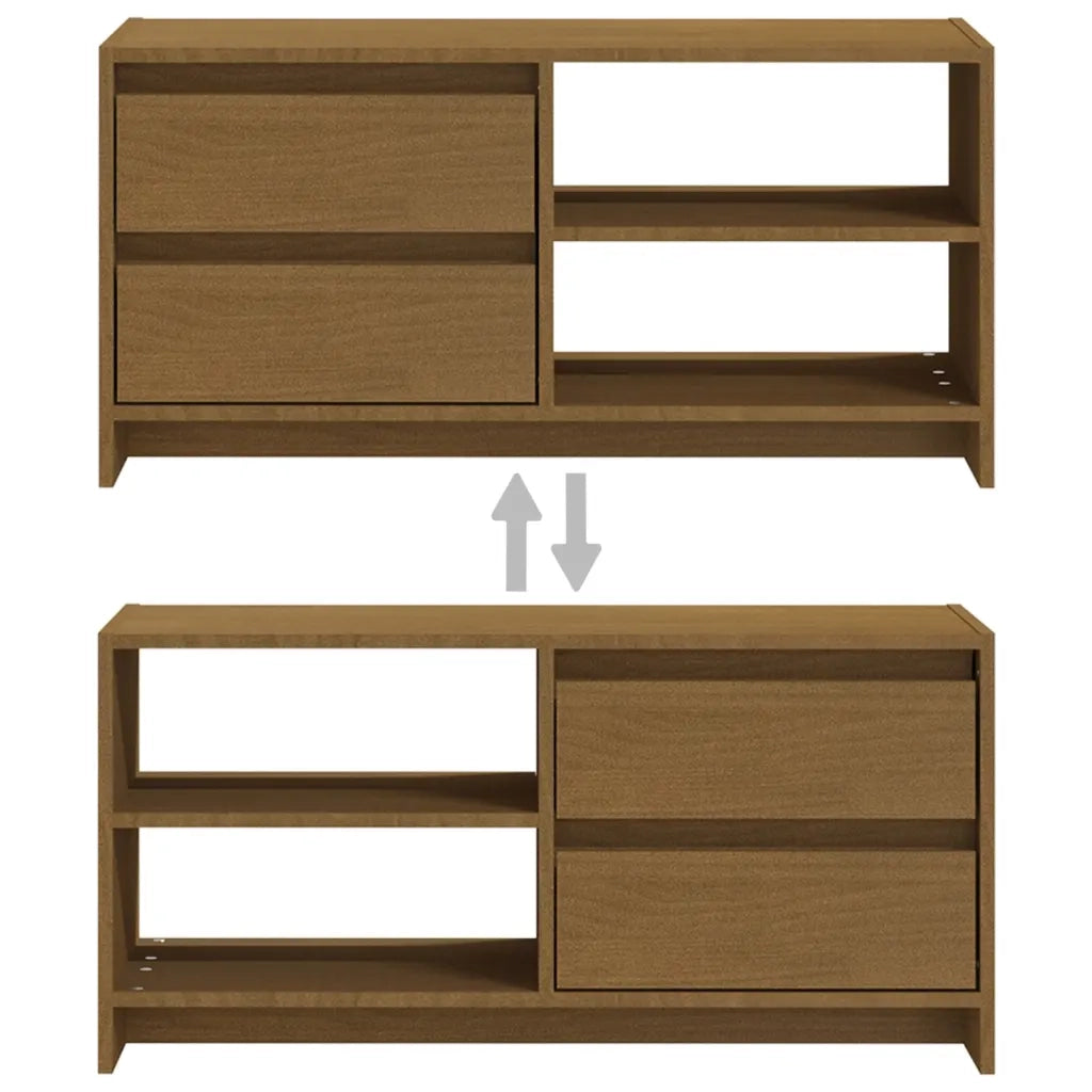 Mobile Porta TV Marrone Ambra 80x31x39 cm in Legno di Pino 809897