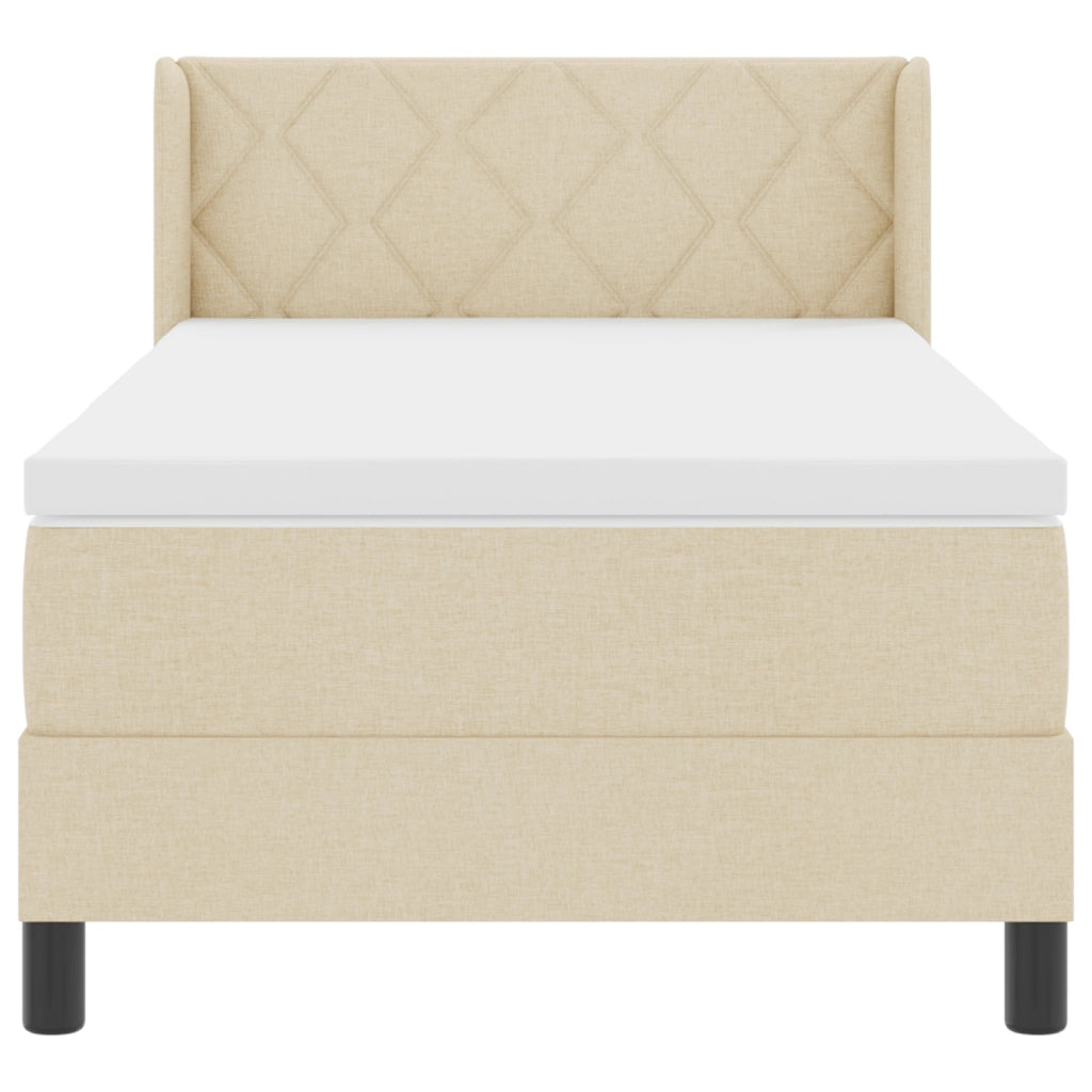 Letto con Box Spring  Panna 90x200 cm Tessuto