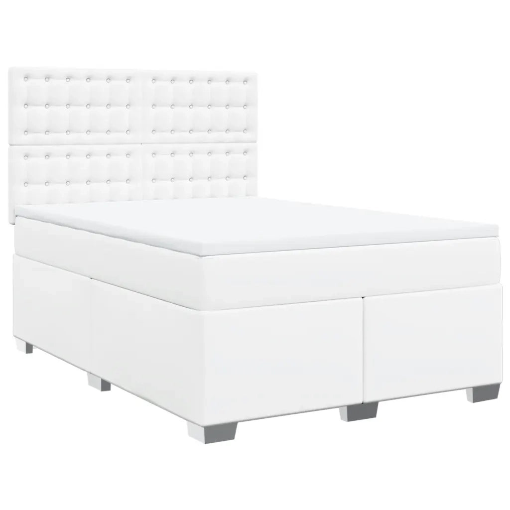 Giroletto a Molle con Materasso Bianco 140x190 cm in Similpelle