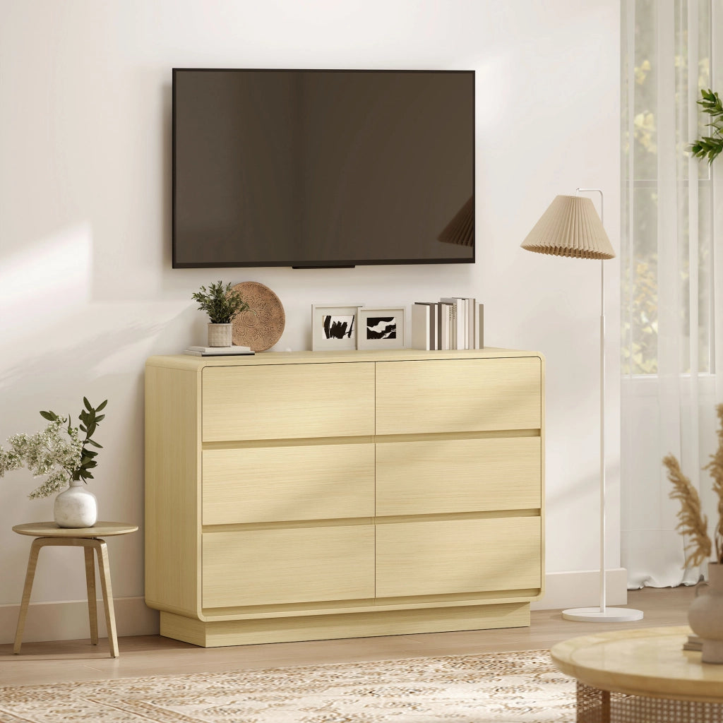 Cassettiera 6 Cassetti Legno Naturale ¨C Zephmum ¨C 120x38x86 cm
