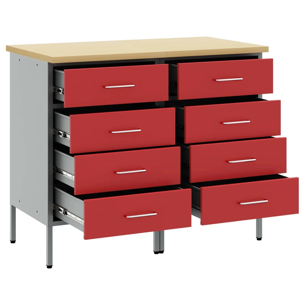 Mobile da lavoro 2 pcs Rosso e Grigio 100 x 55 x 85 cm 3321363