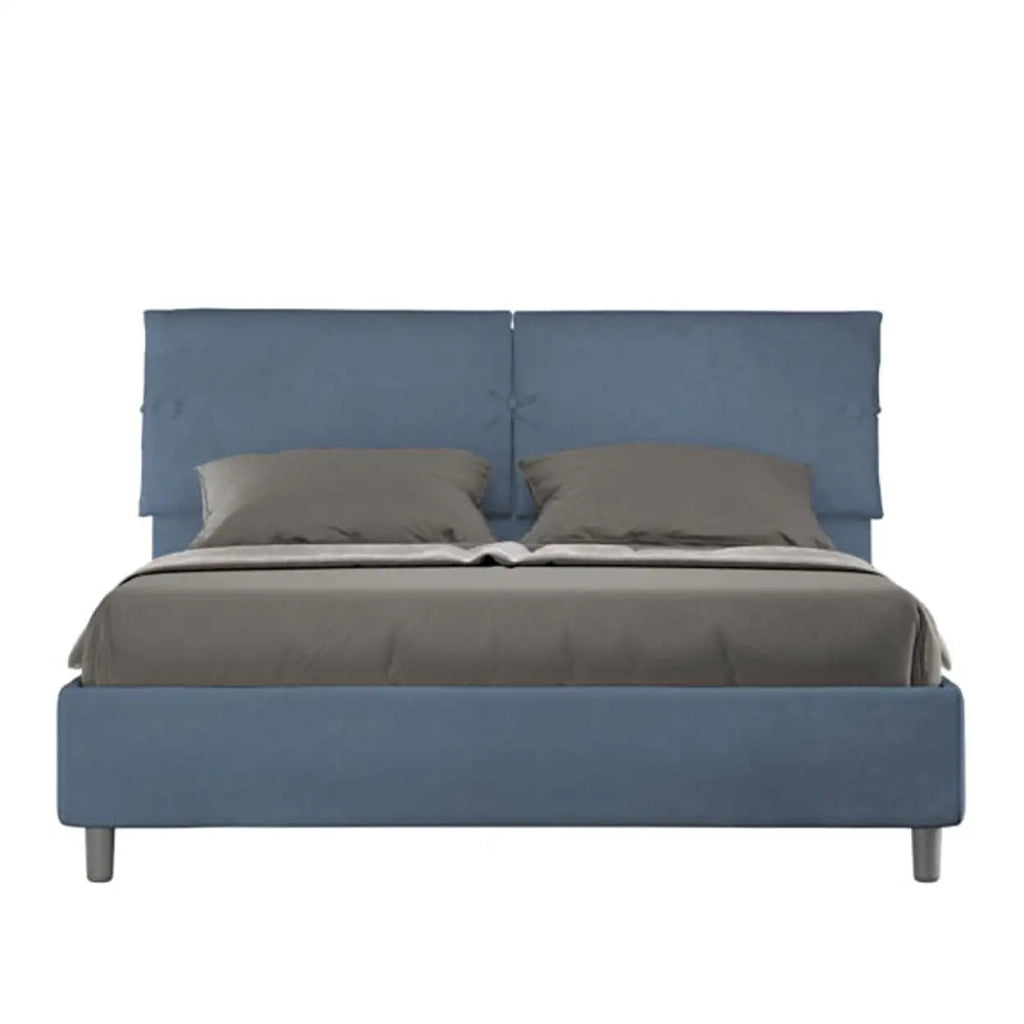 Letto matrimoniale senza rete imbottito 160x200 microfibra blu Sleeper
