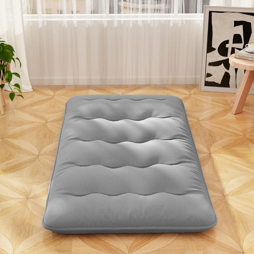 Materasso futon portatile con copertura lavabile sacca da trasporto, Tappeto arrotolabile per pavimento 90cm Grigio
