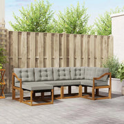 Set di divani da esterno 6 pcs Grigio Naturale e Chiaro