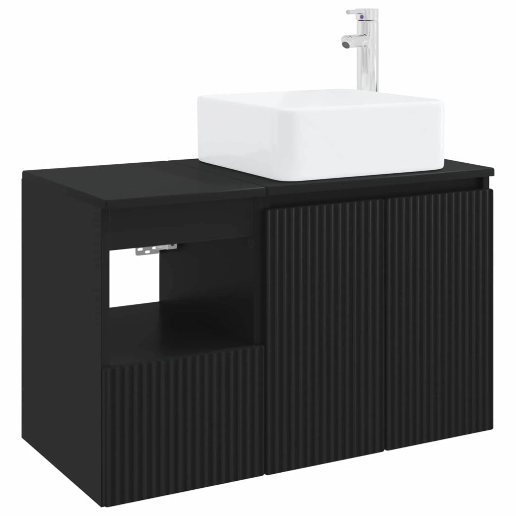 Set di mobili per il bagno 2 pz Nero Legno ingegnerizzato 3404065