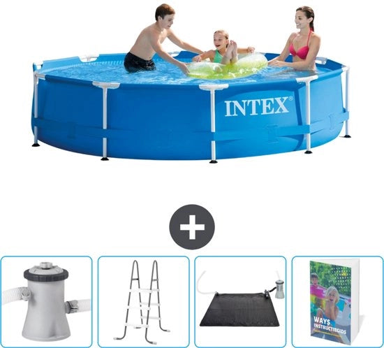 Piscina Rettangolare - 305 x 76 cm - Blu - Inclusa Pomp, Scalinata e Mat Matita Solare - Guida alla Piscina