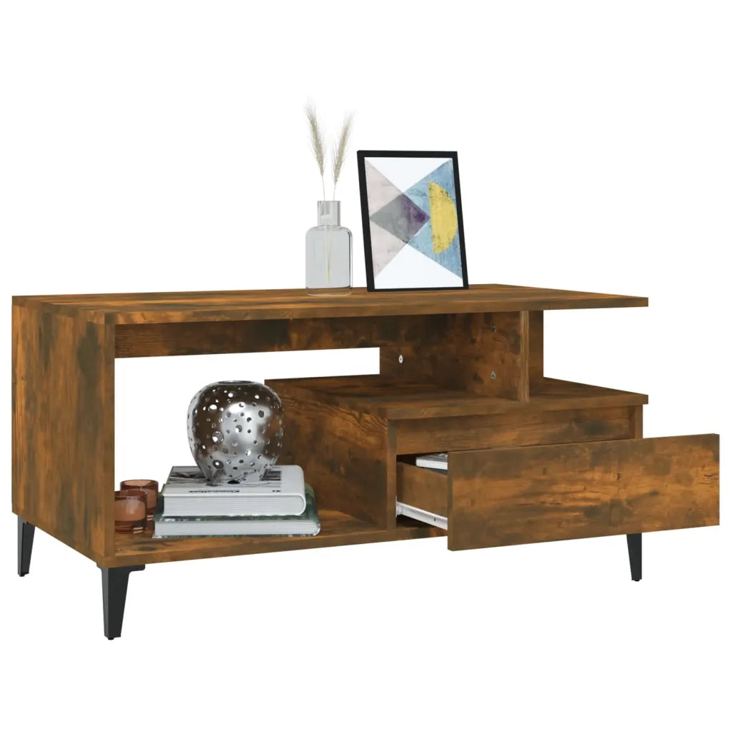 Tavolino da Salotto Rovere Fumo 90x49x45 cm Legno Multistrato cod mxl 26675