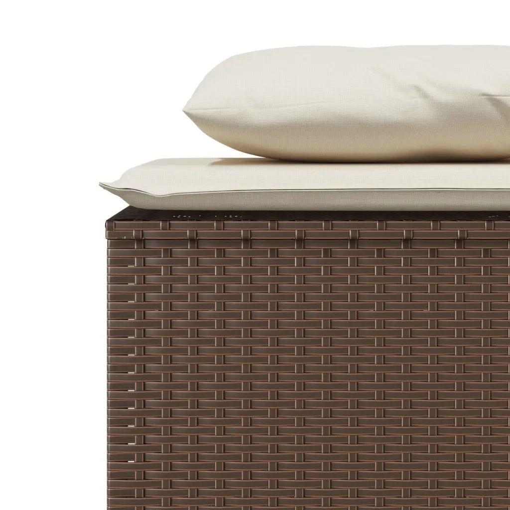 Set da Pranzo da Giardino 3pz con Cuscini in Polyrattan Marrone 4003903