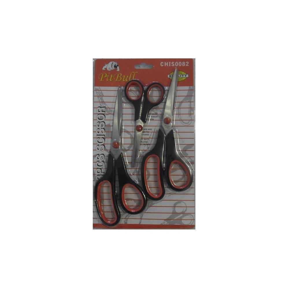 Trade Shop - Set 3 Pezzi Forbici Da Cucina Multiuso In Acciaio Con Manico In Gomma Ergonomico -