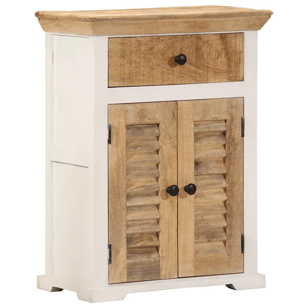 Credenza Bianca e Marrone 55x30x73 cm Massello di Mango Grezzo 4009374