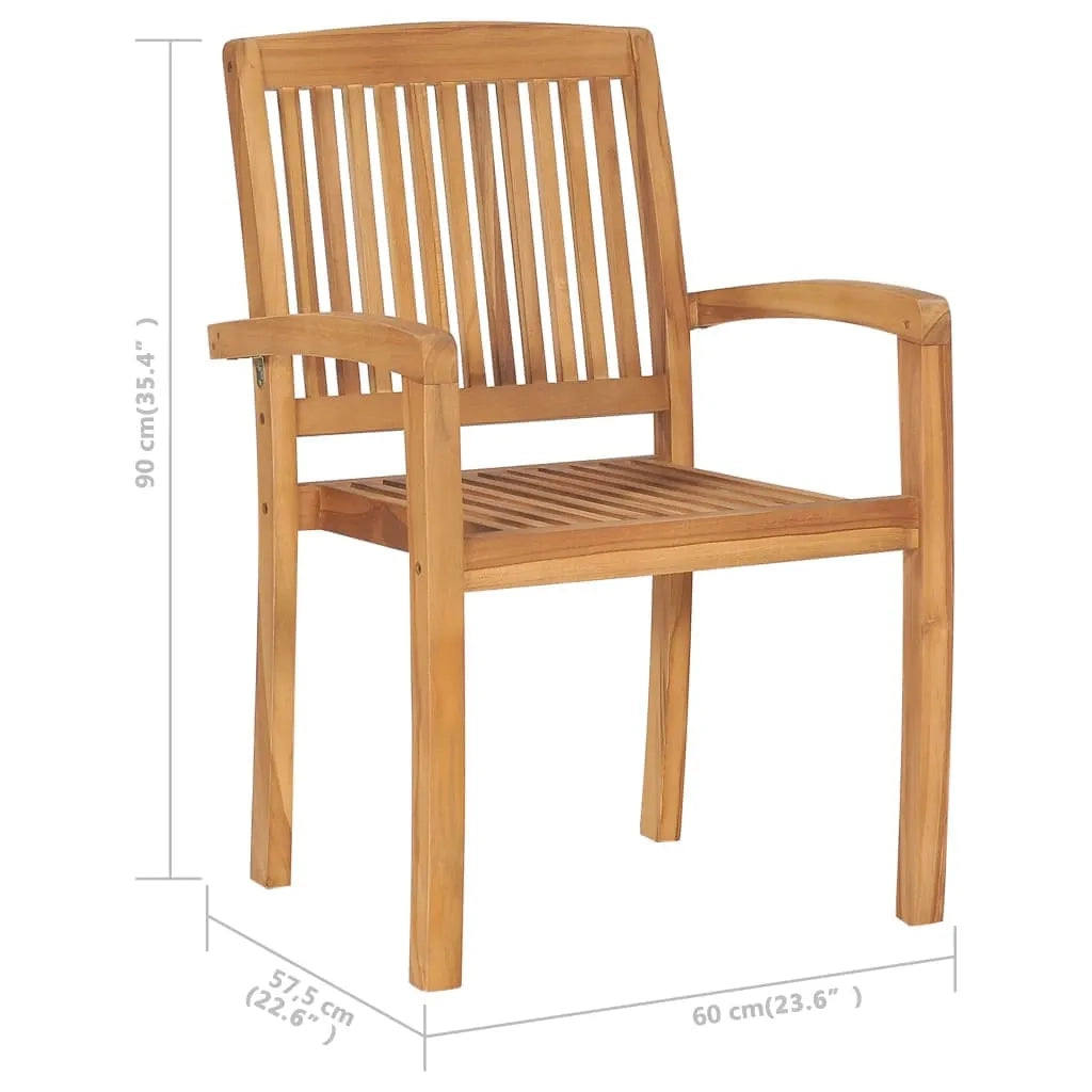 Sedie da Giardino Impilabili 4 pz in Legno Massello di Teak 3073207