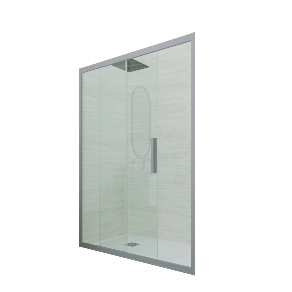Porta doccia scorrevole 110 CM H 200 Vetro Trasparente Profilo Silver mod. Deco