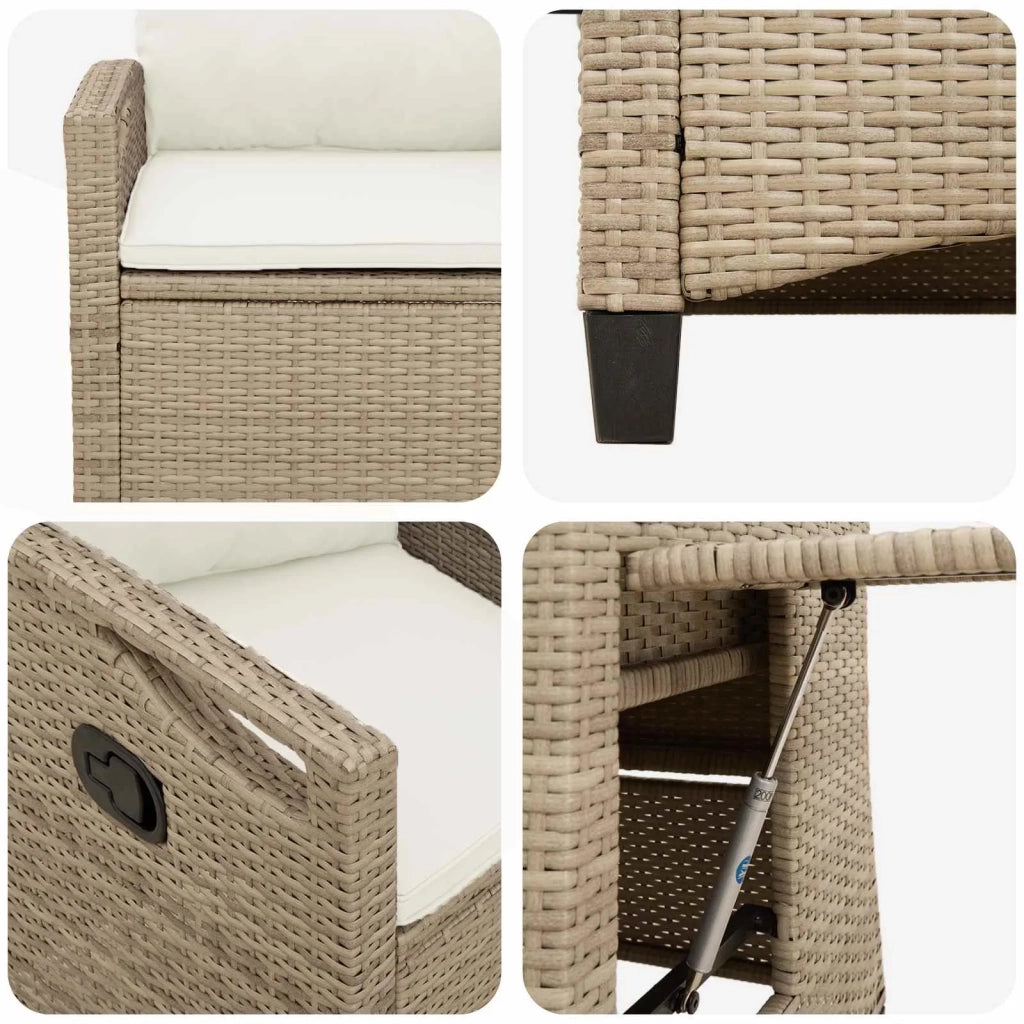 Sedia da Giardino | Sedie da Esterno reclinabile Beige e Crema 56 x 60 x 112 cm