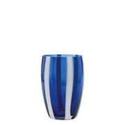 Set 6 Bicchieri Tumbler Gessato Blu in Vetro Soffiato a Bocca Lavorato a Mano Artigianale Elegante e Raffinato per Tavola Moderna e Tradizionale