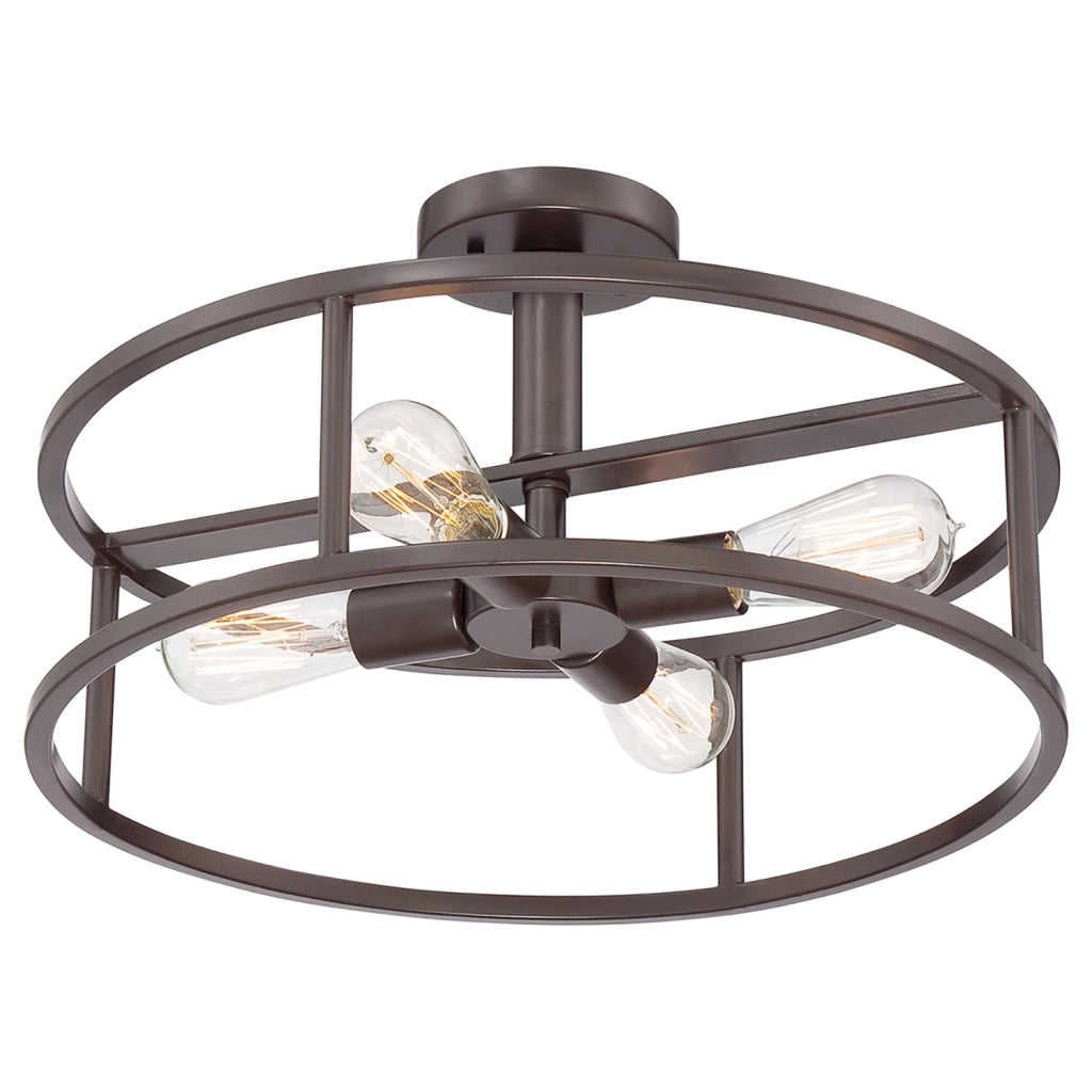 Lampada a Soffitto Industrial Nordico New Harbor Acciaio Bronzo Western 4 Luci E27