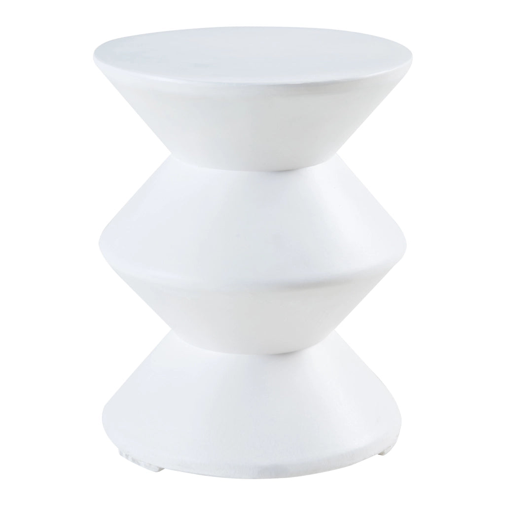 Tavolino Rotondo Kyppeslo in Calcestruzzo Leggero 47xØ37 cm Bianco [en.casa]