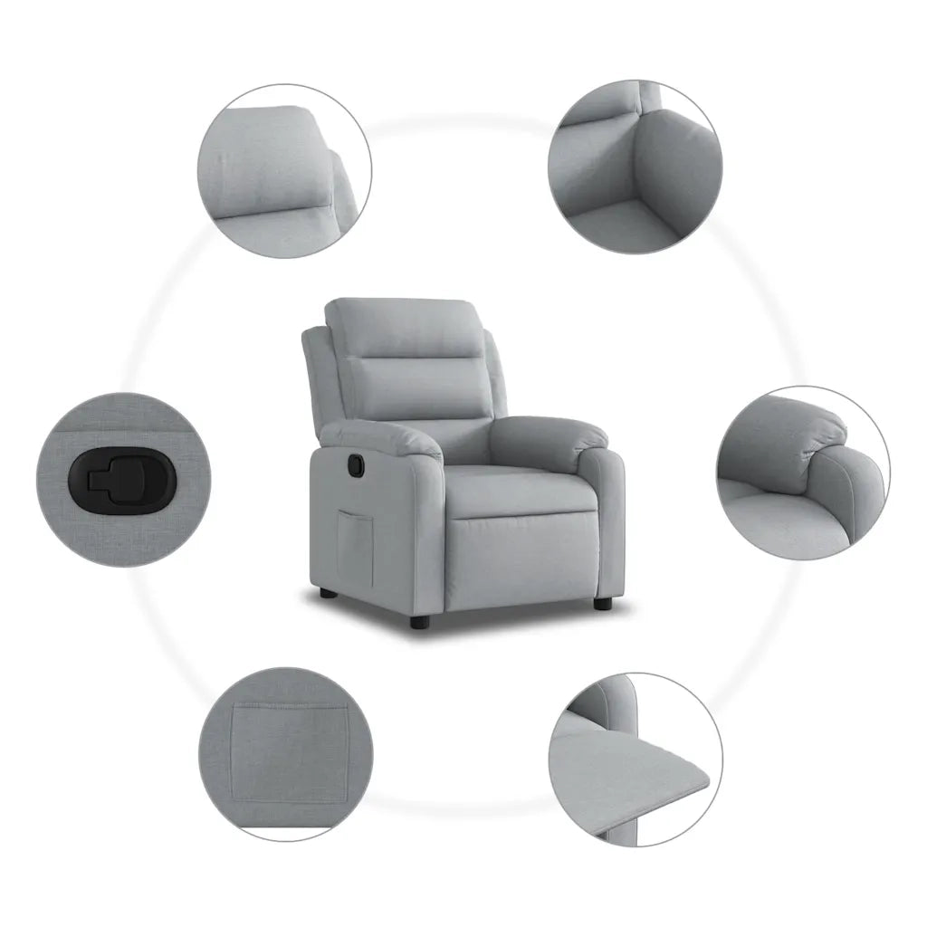 Divano Sedia-Poltrona reclinabile in tessuto grigio chiaro 566910