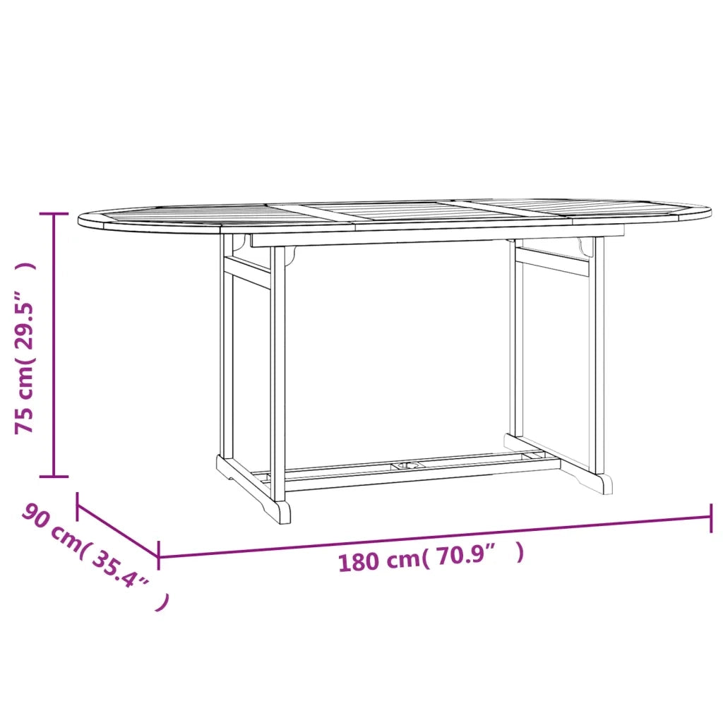 Set da Pranzo per Giardino 9 pz in Legno Massello di Teak