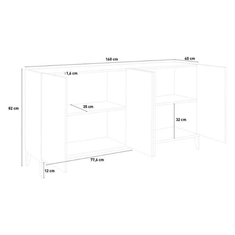 Credenza 4 ante a battente 160x40cm ingresso cucina sala da pranzo Audrey