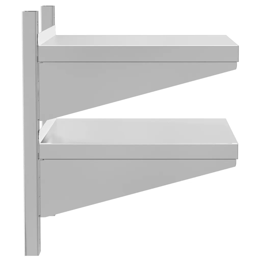 Mensola Muro 2 Ripiani 50x40x48 cm Argento Acciaio Inossidabile