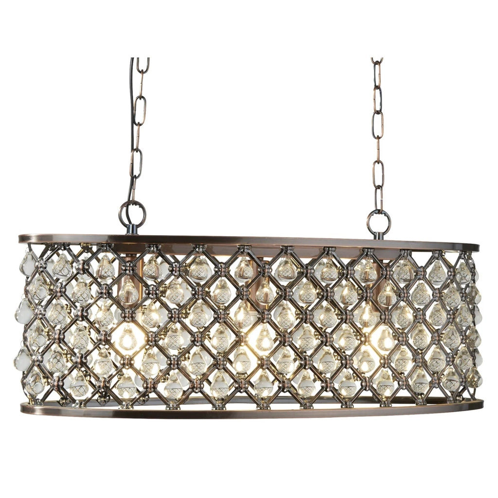 Lampadario Contemporaneo Marchesa Acciaio Rame Vetro 3 Luci E14