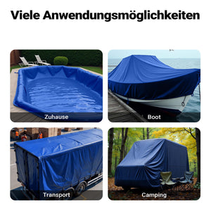 Telone occhiellato blu 5 x 8 m resistente alle intemperie e a raggi UV, impermeabile, robusto telo di protezione in poliestere 650 g/m² con rivestimento in PVC