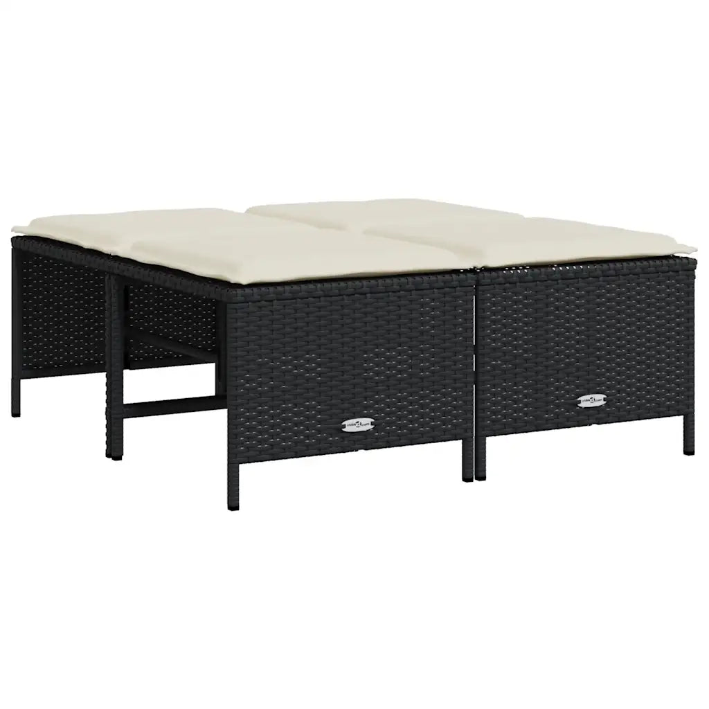 Sgabelli da Giardino con Cuscini 4 pz Neri in Polyrattan CFW4037941
