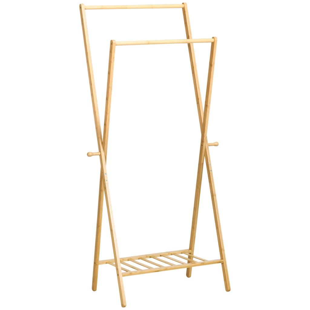 Appendiabiti con scaffale per scarpe e ganci ¨C zephmum ¨C 74x42x150 cm naturale