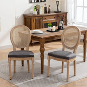 Sedie da Pranzo in Legno Massello e Rattan con Schienale ¨C MINIMAL ¨C Set 2 Pezzi, Grigio