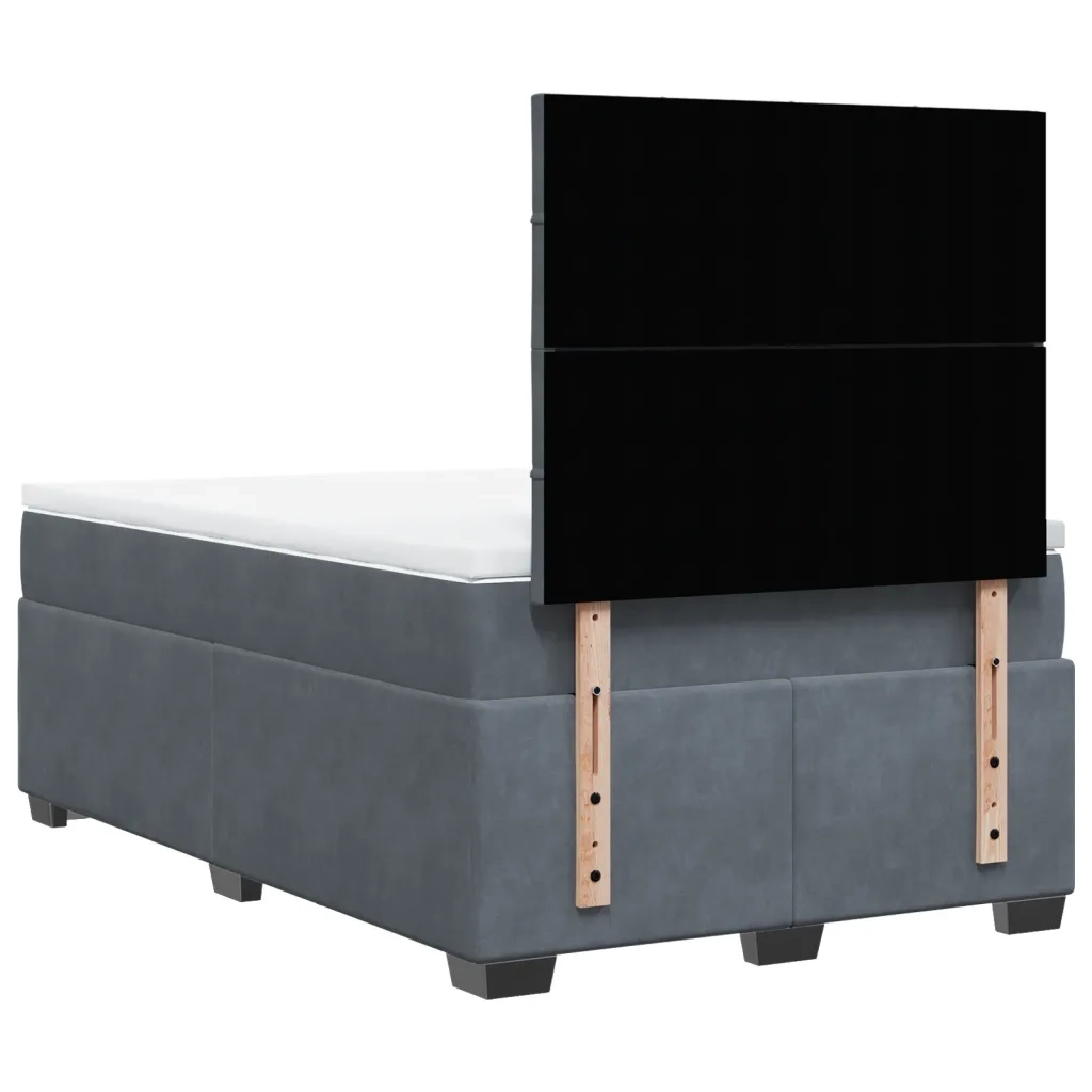 Giroletto a Molle con Materasso Grigio Scuro 120x200 cm Velluto