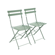 Set 2 sedie da giardino bistrot pieghevole in metallo, verde grigio