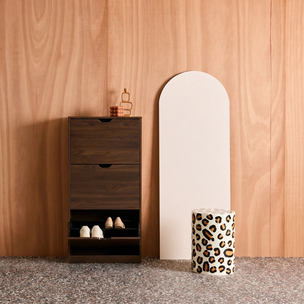 Scarpiera in legno, 3 ante, noce