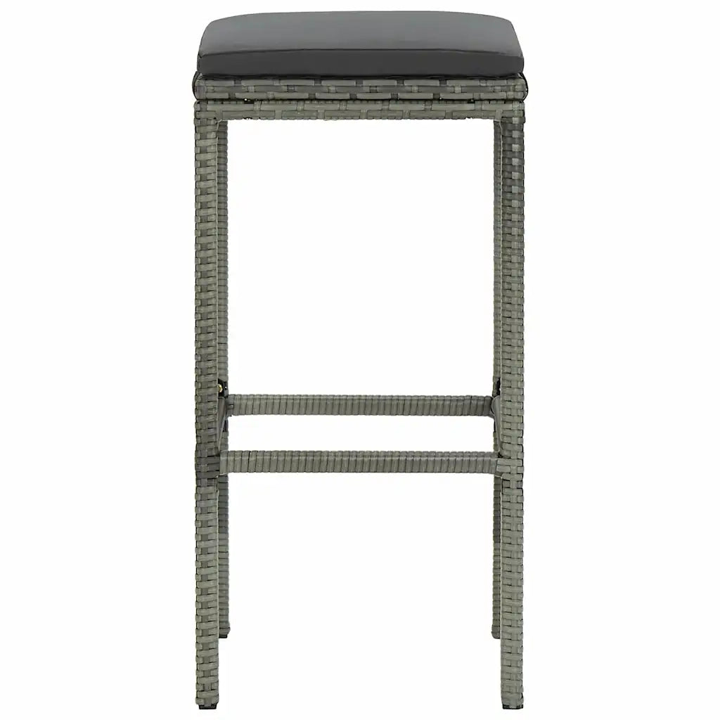 Sgabelli da Bar con Cuscini 2 pz Grigi in Polyrattan