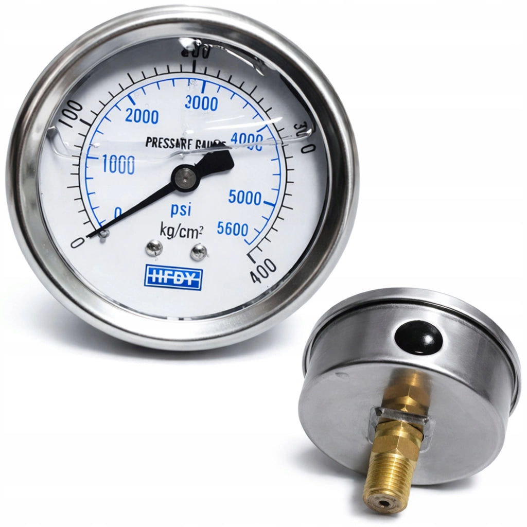 Manometro Analogico Surge Gauge Pro 400 – 5600 PSI, Filettatura G 1/4" | Acciaio Inox, Vetro Rinforzato