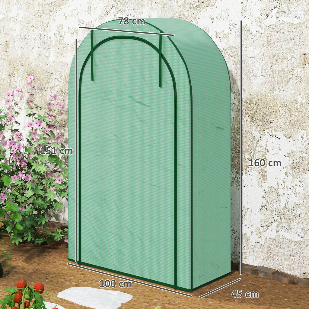 Serra a tunnel verde con 7 ripiani in acciaio 100 x 45 x 160 cm