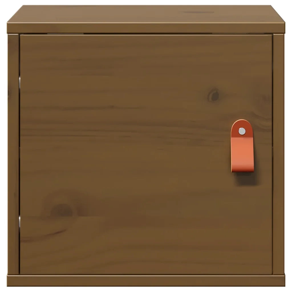 Set di 2 pensili da parete in legno massello di pino 31,5 x 30 x 30 cm pratici per riporre oggetti stile rustico marrone miele 02_0048368