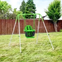 Altalena per Bambini 6-36 Mesi da Giardino e Salotto in Acciaio e PE, 122x146x122 cm, Verde